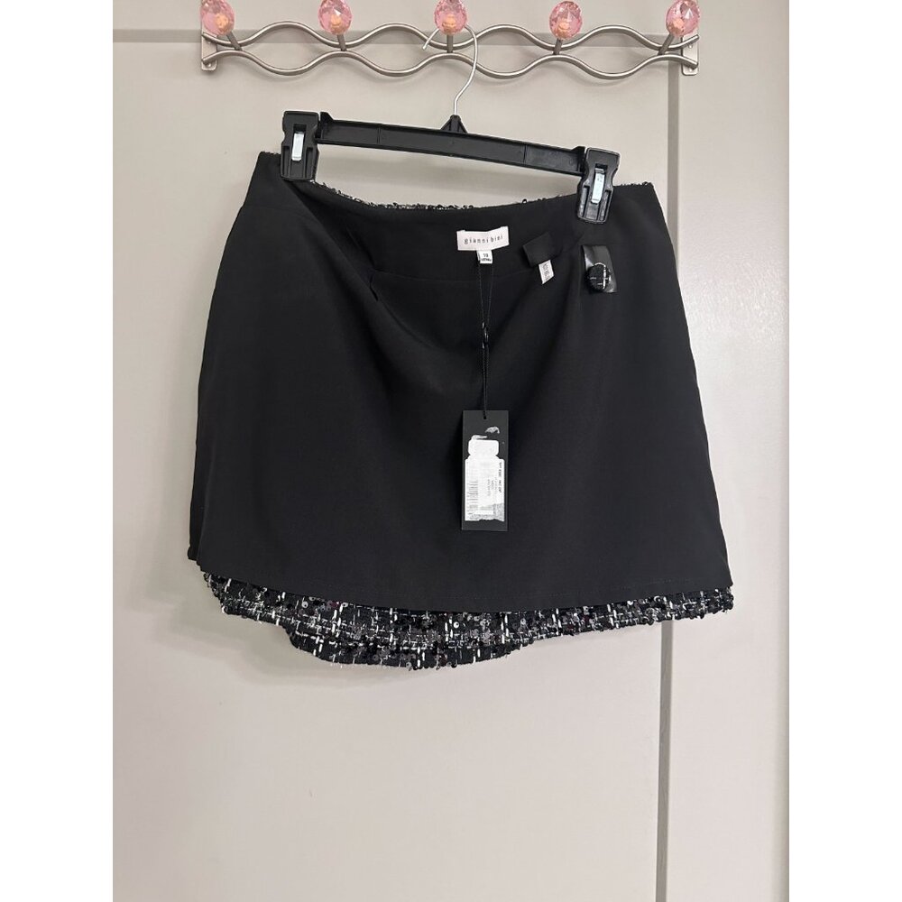 Gianni Bini Sequin Tweed A - Line Mini Skirt Women's Size 10 Black White NWT - Picture 13 of 14